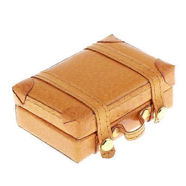2x 1/6 Klassisk docka Dockhus Miniatyrleksak PU Läder Trunk Box Resväska