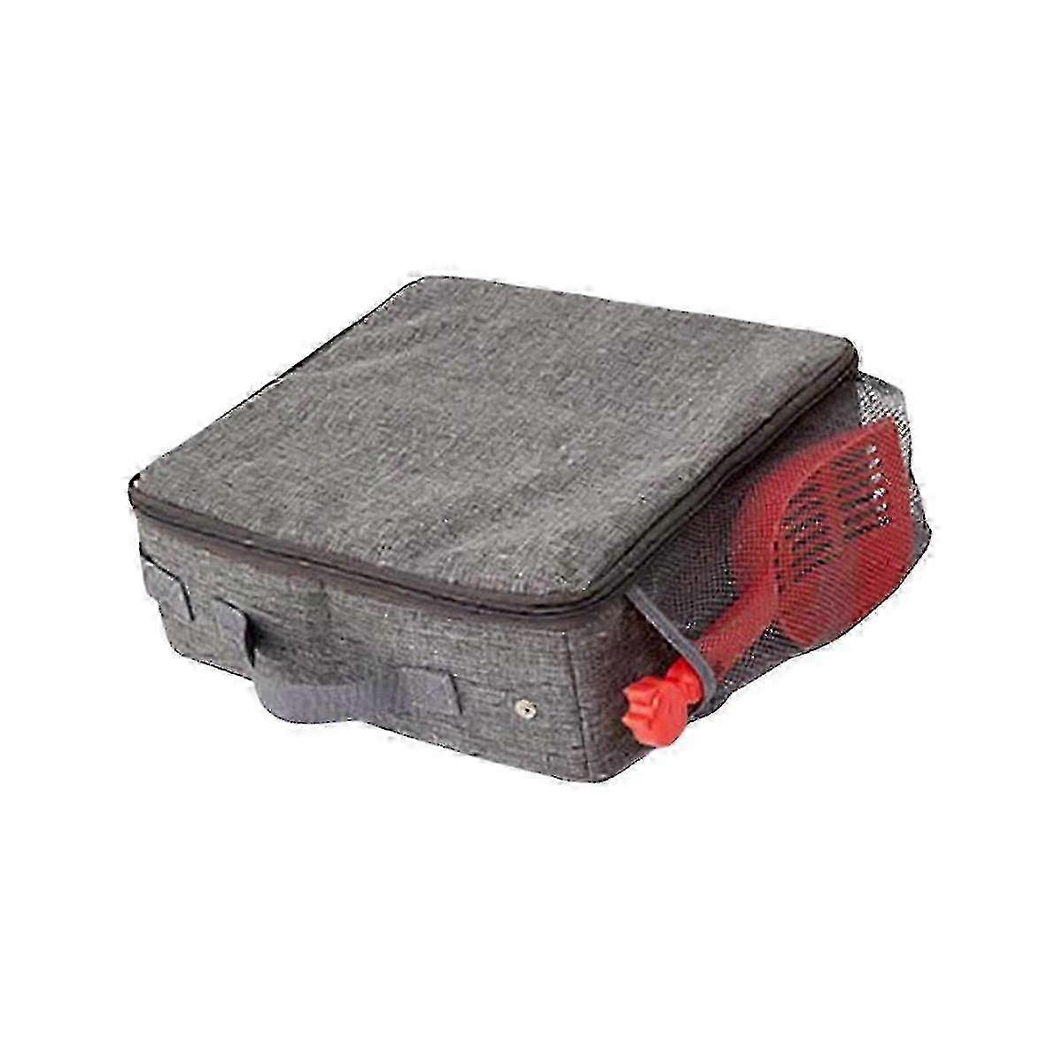 Foldable Travel Cat Litter Tray with Zipped Lid - Leakproof Portable Toilet for Car Hotel Outdoors 30x30cm Grey