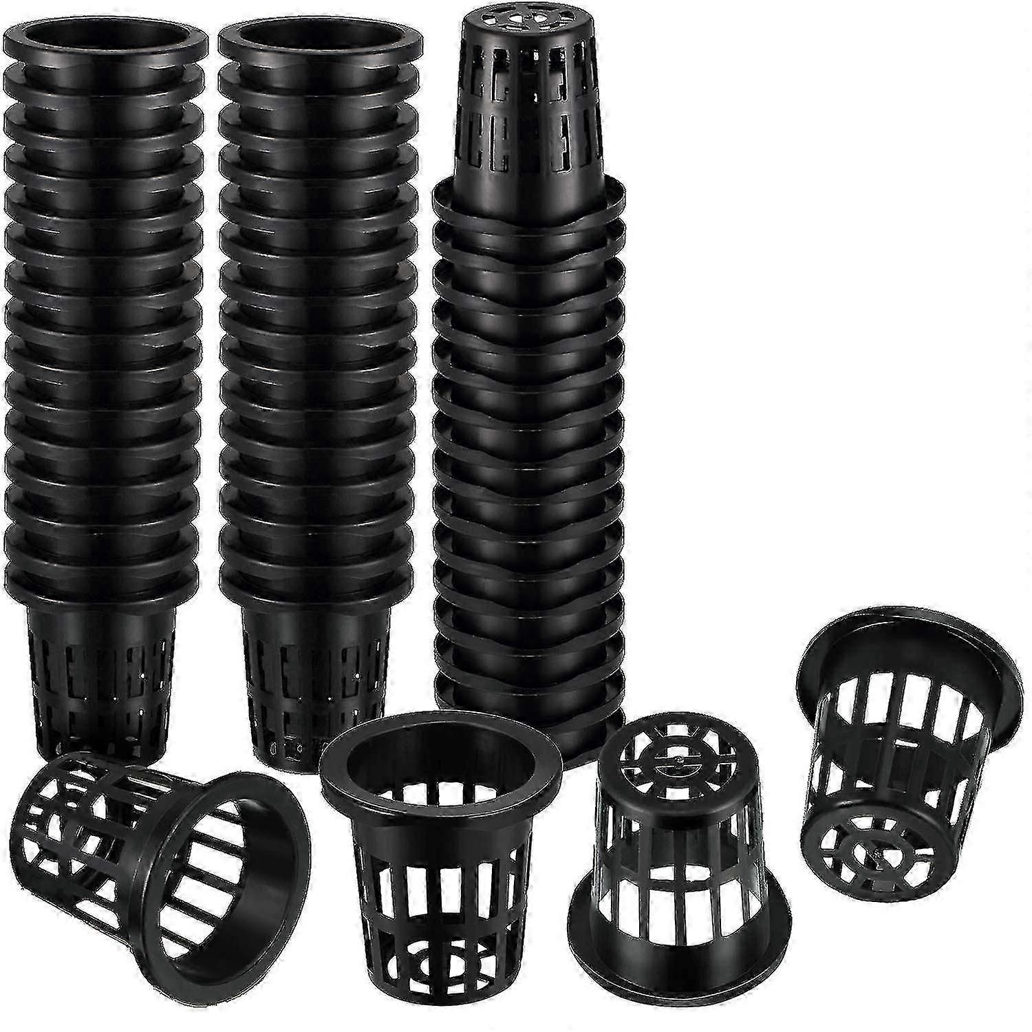 Hydroponic Slotted Mesh Net Cups 100 Pack 1.77 Inch Wide Lip Plant Basket for Gardening