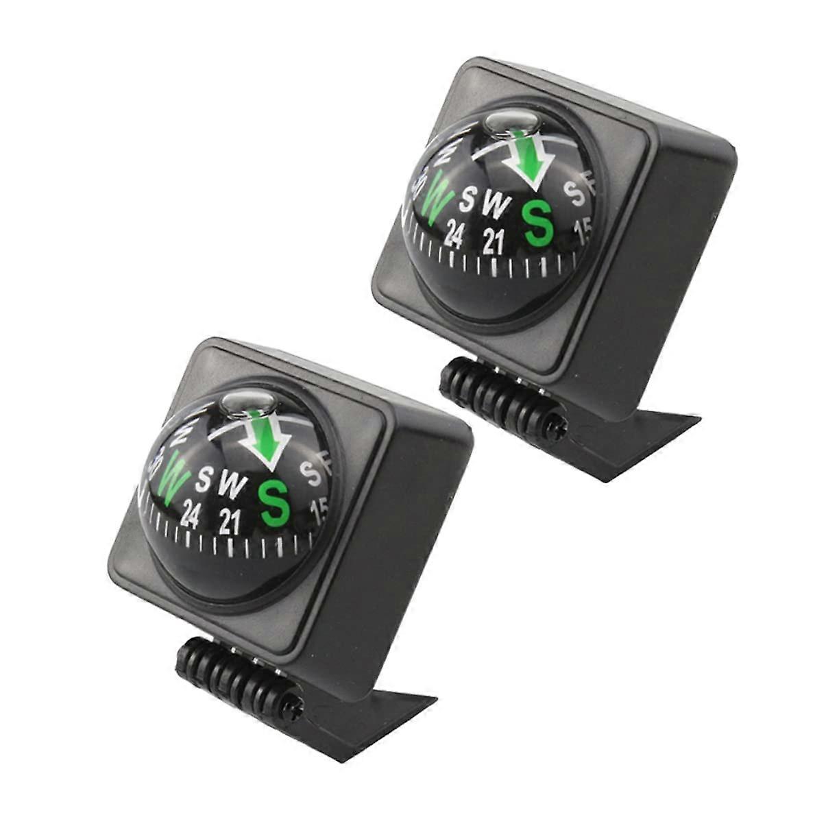 Set of 2 Car Guide Ball Hiking Compass for Dashboard Mounting Black