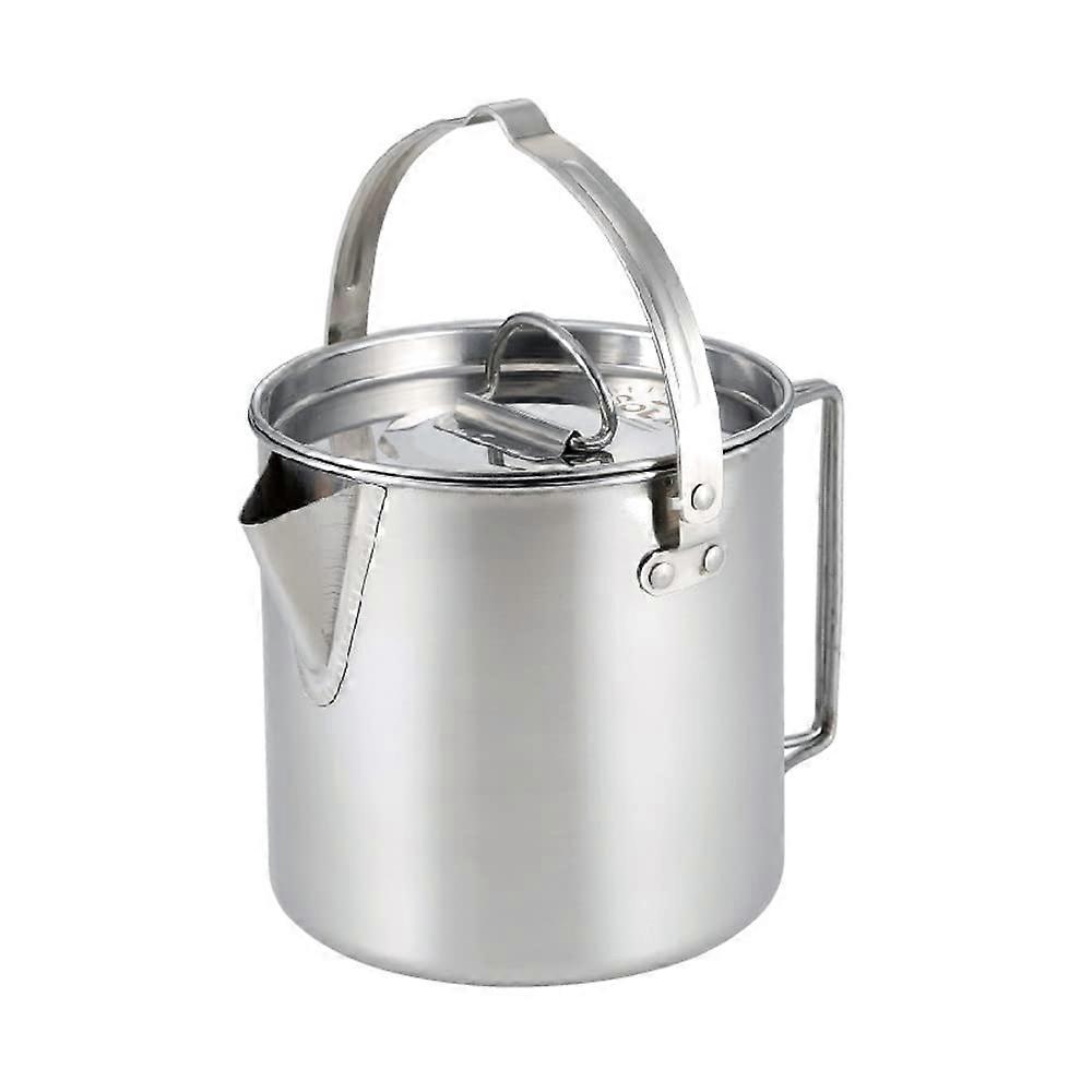 Camping Kettle With Foldable Handles And Lid For Hiking Travel Lightweight Portable Cookware