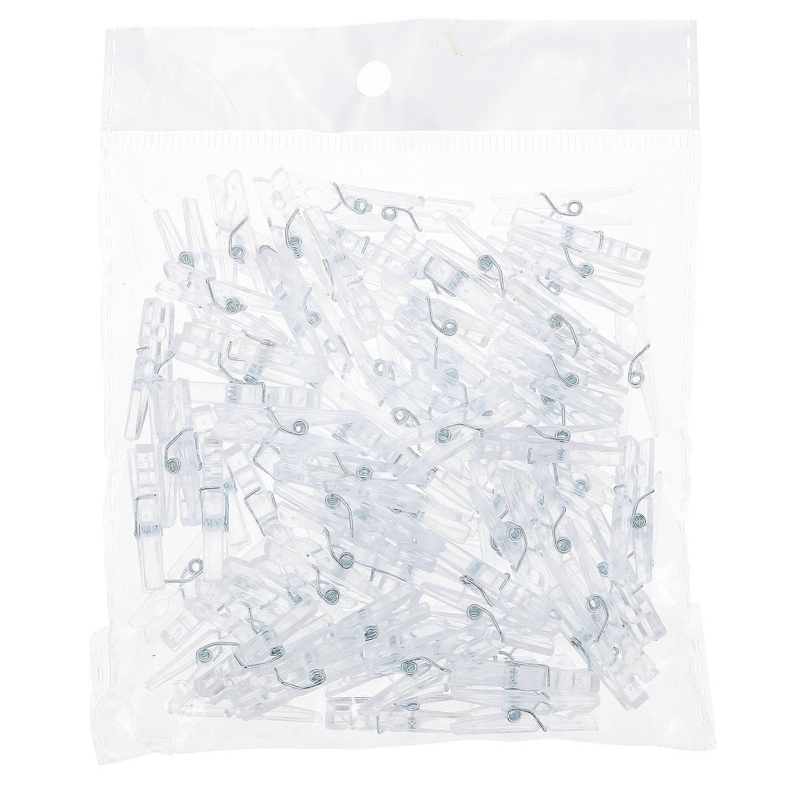 Plastic Paper Clips Note Holder General Users Transparent 3X0.4CM Fixing Clothes 100Pcs