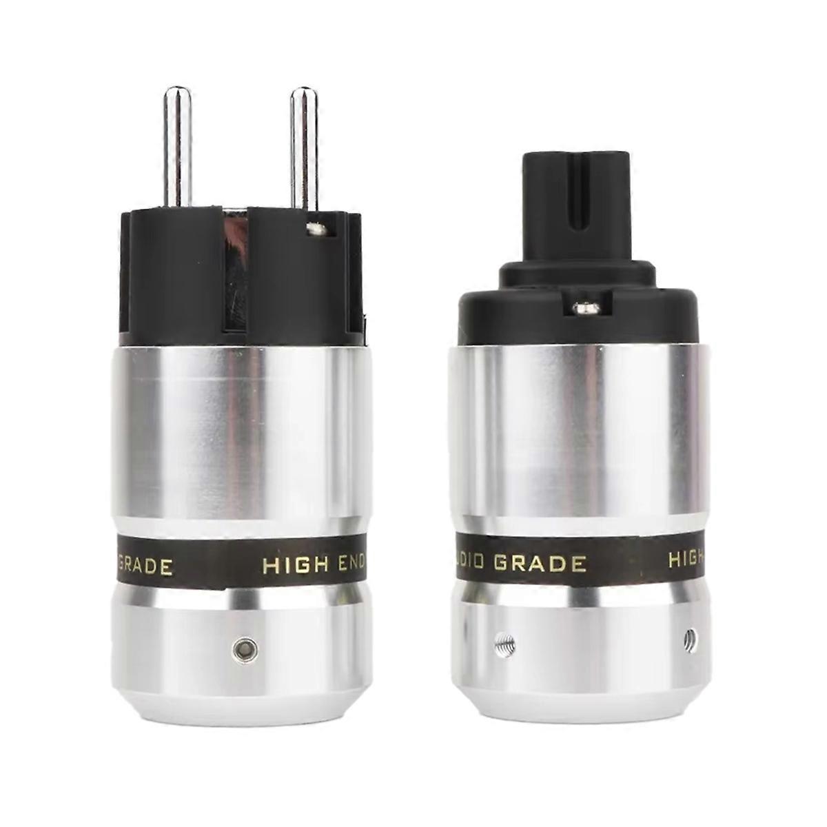 Hifi Figure 8 IEC C7 Plug Audio Rhodium Plated Schuko Male Connector+C7 IEC Female Plug Socket,EU P