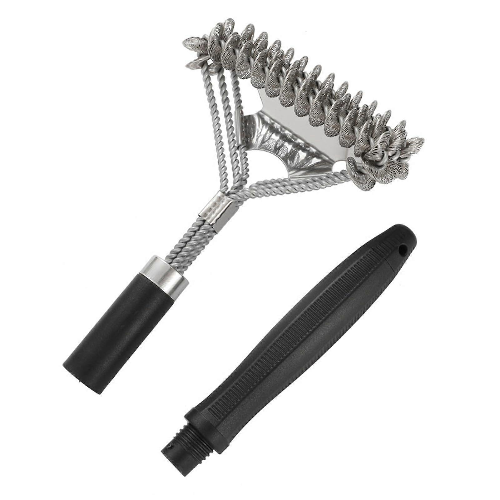 BBQ Cleaner Long Handle Grill Brush 3-In-1 Easy Clean Wide Scraper Design Heat Resistant Bristles Non Slip Black