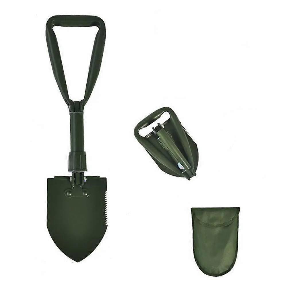 Folding Shovel with Digging Scoop and Root Saw, 47 cm - Lightweight High-Strength Carbon Steel for Outdoor Camping Hiking Emergency Use (Green)
