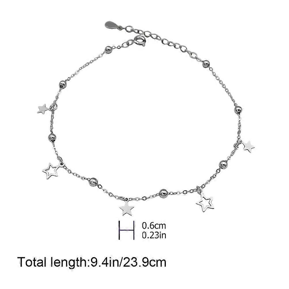 Here's a polished product description based on your input:
**Simple Silver Star Ankle Foot Pendant – Stylish Women's Ankle Jewelry for Beach &