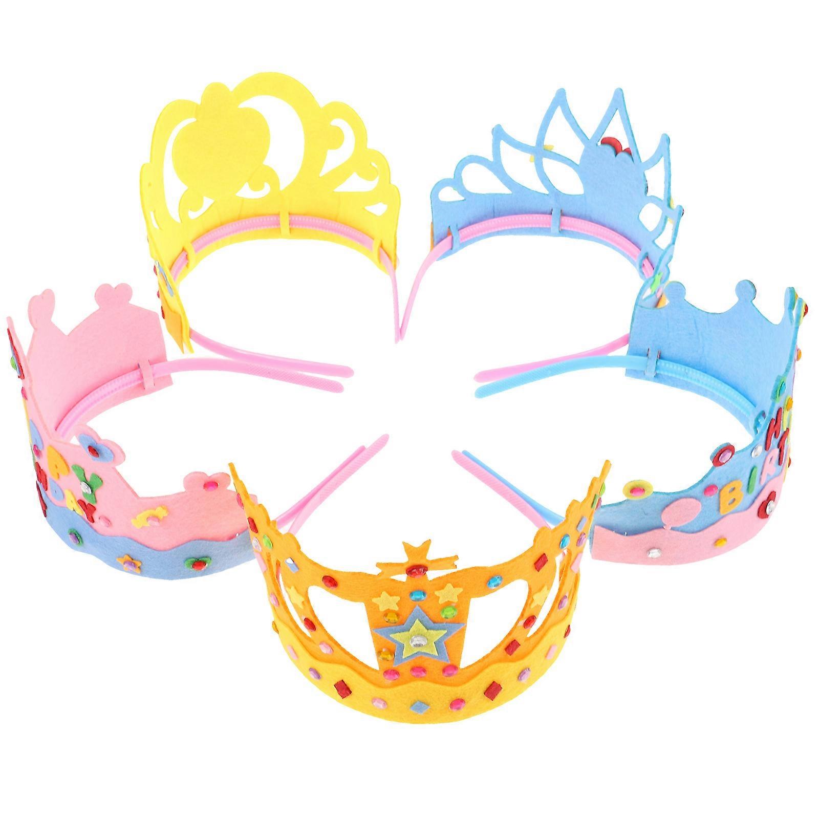 Birthday Crown Hat Kids Party Decoration Festive Style Assorted Color EVA 5Pcs