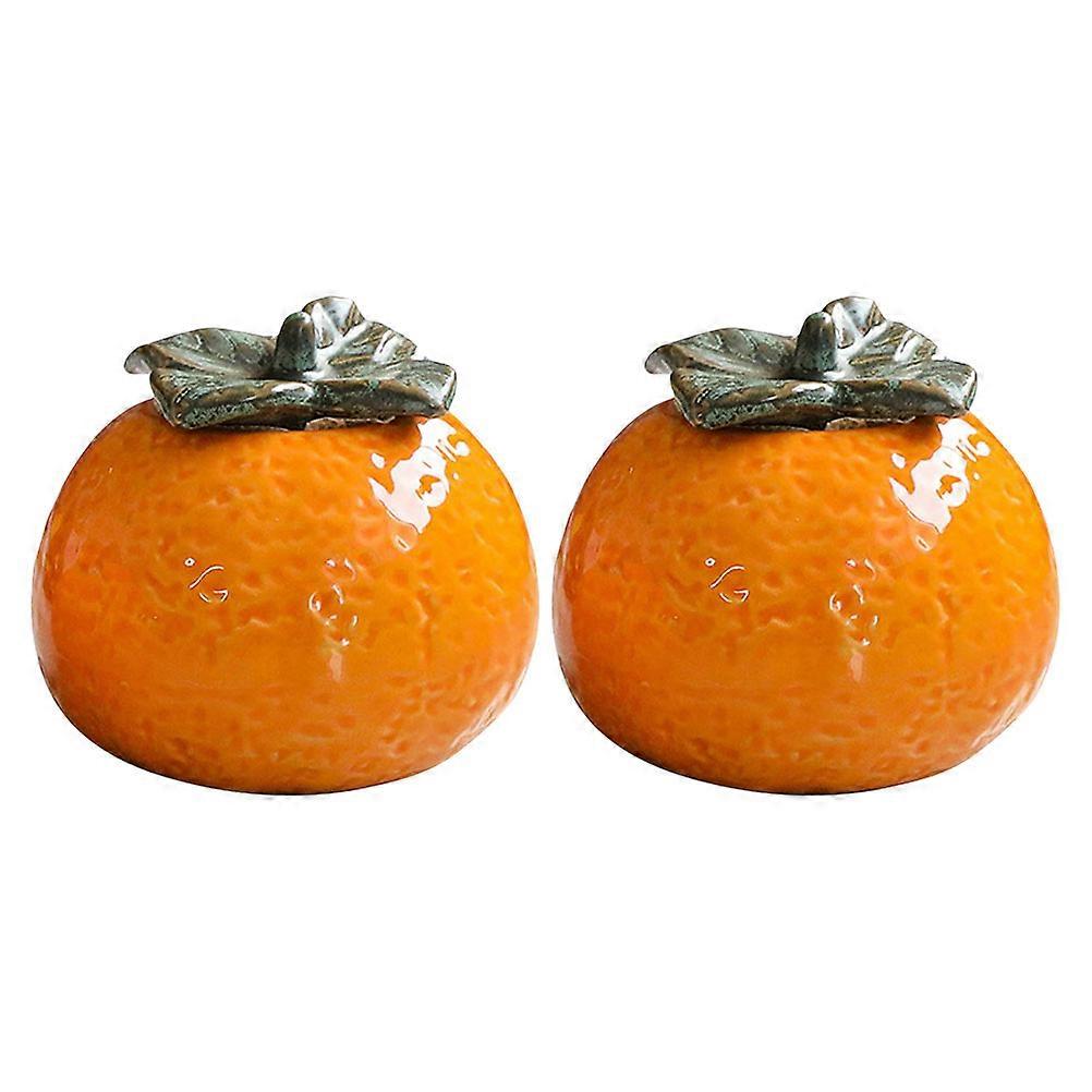 Decorative Ceramic Storage Jars Orange Lid Cookie Jar Home Kitchens Counter Decorations 2Pcs