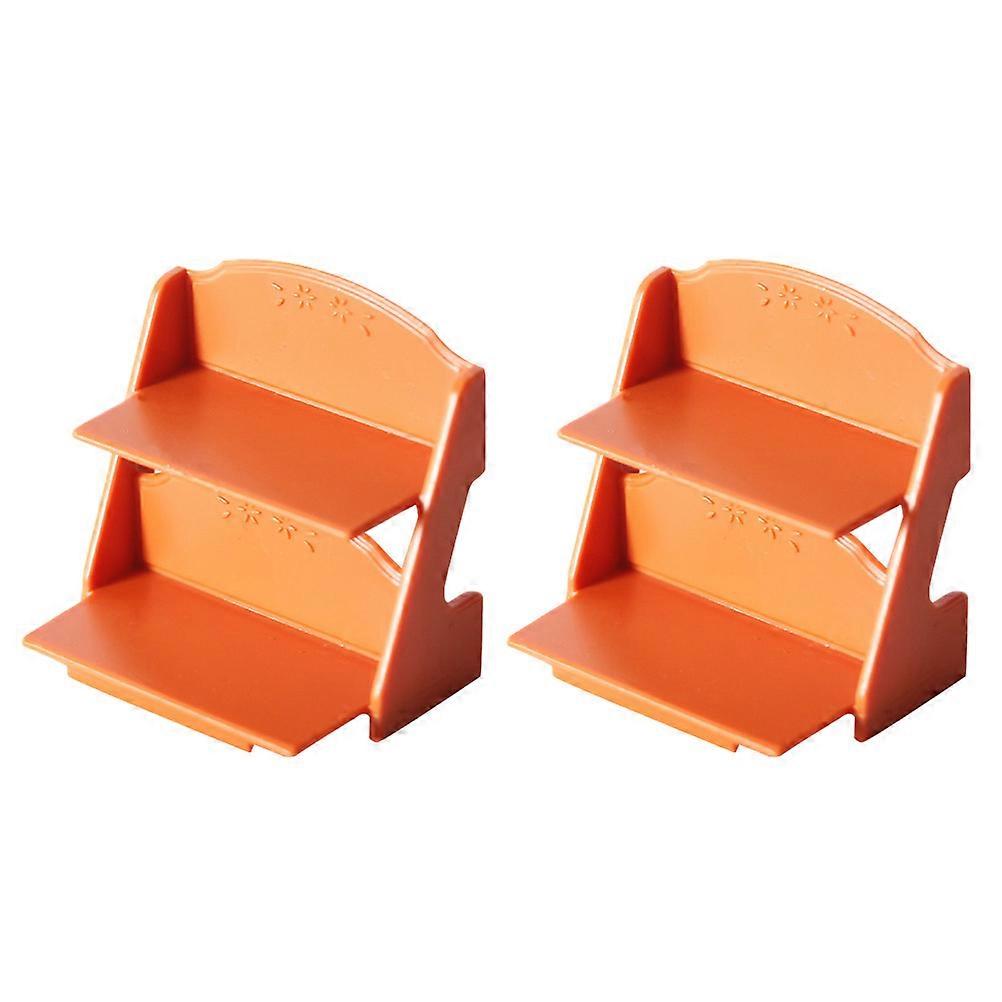Orange Mini House Flower Rack for Decor Made of PP Material 2 Layer Storage
