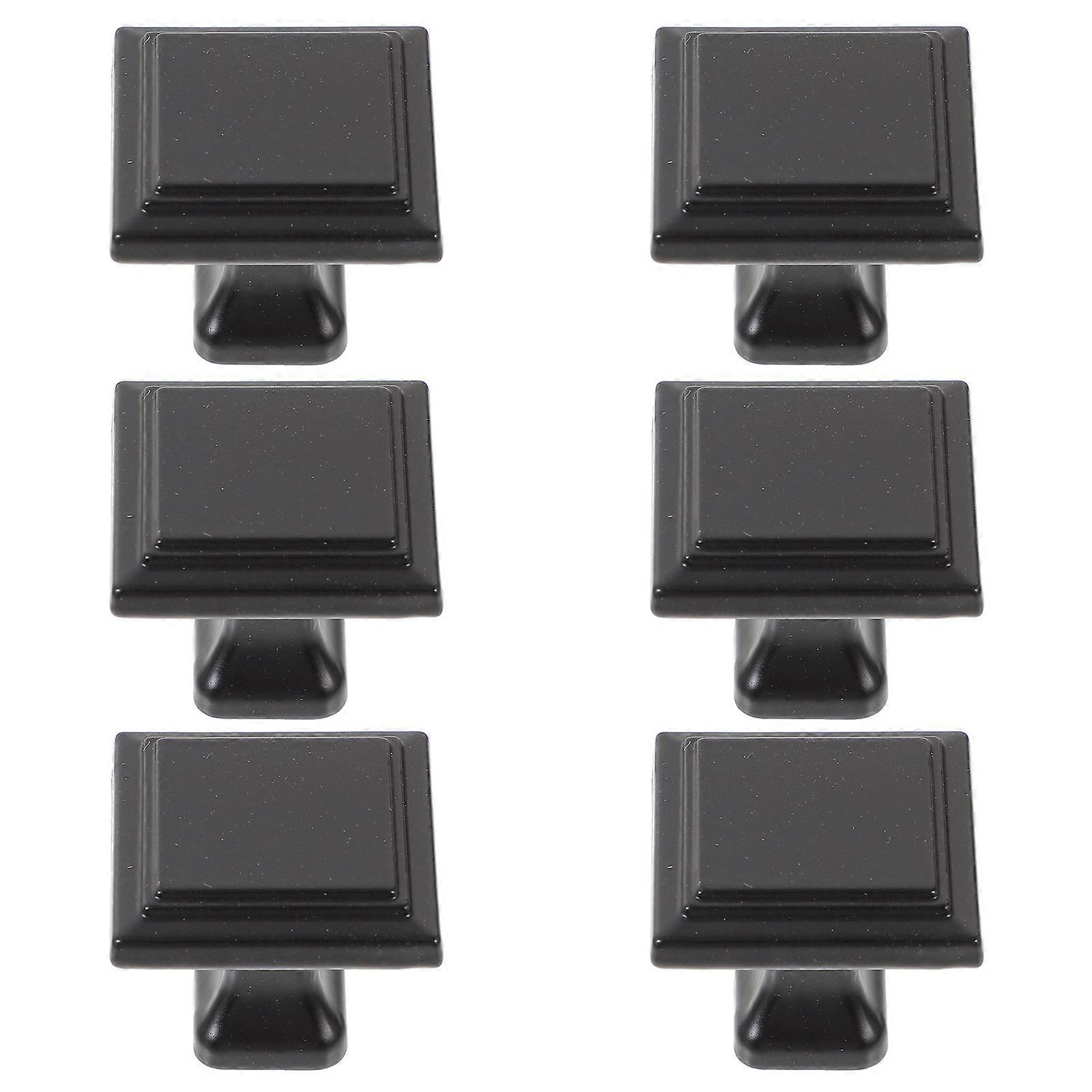 Cabinet Handles for Cupboards Sleek Design Black Square Knobs 6Pcs