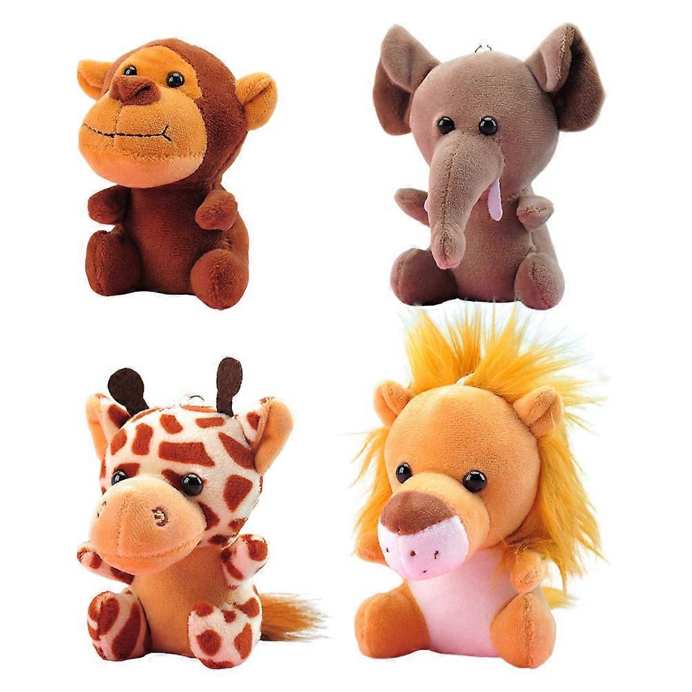 Backpack Decorations Plush Elephant Giraffe Lion 4.72X3.14X1.97in 4Pcs