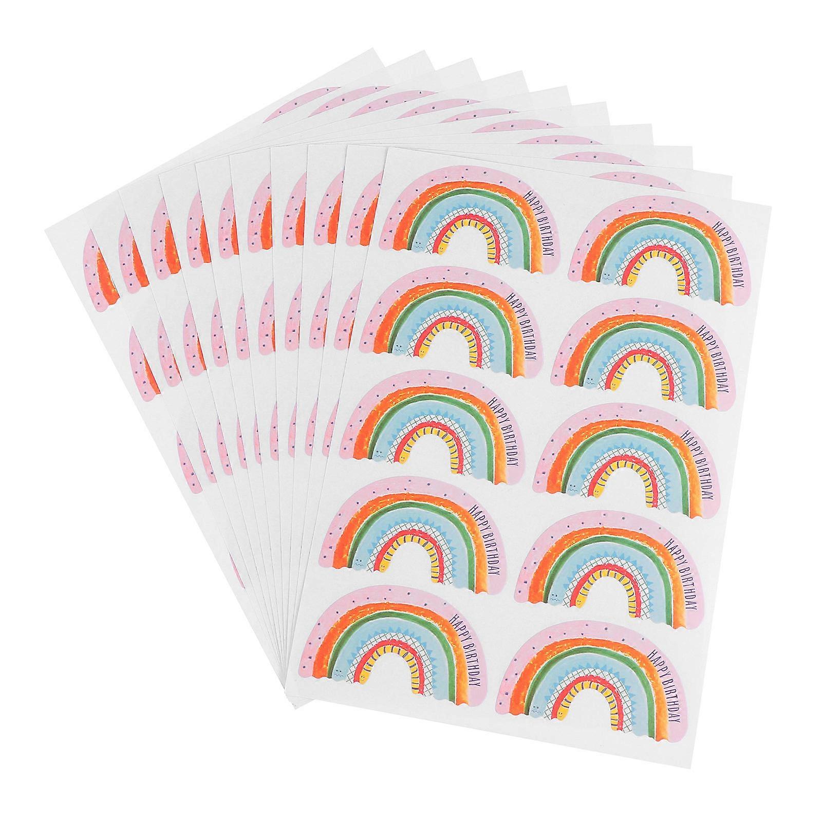 Decorative Sticker Sealing Paste Multi-Colored Rainbow Shape Party Style Envelope 5.5x3cm 200 Sheets