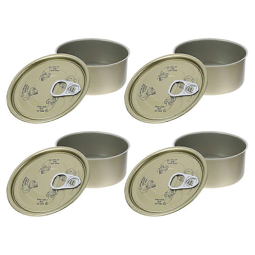 Lunch Meat Container Empty Cans Food Storage Can Airtight Cake Container Iron Round For Daily Use 8.30X8.30X3.80CM 4Pcs