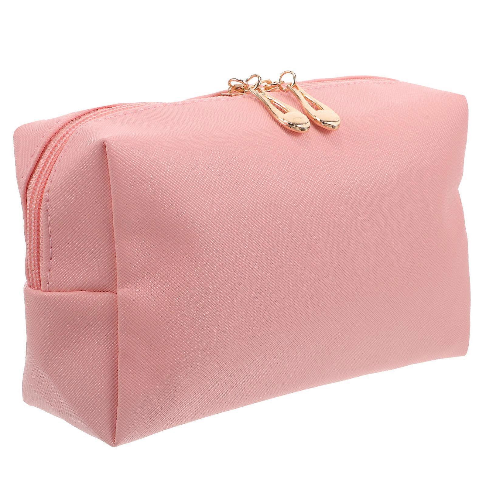 Fabric Makeup Bag Pink Compact Travel Resistant Storage Organizer