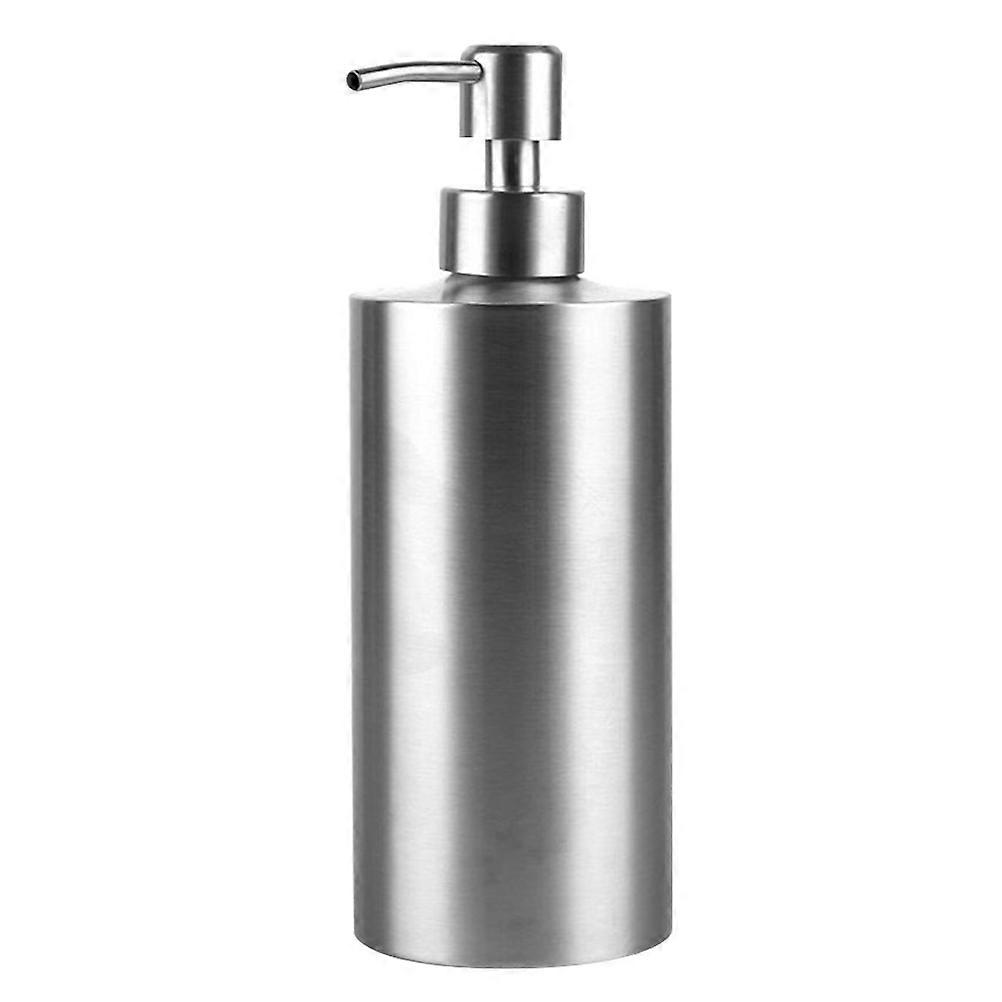 Silver Soap Dispenser Bottle Modern Cylindrical Stainless Steel For Home Use 550ml With Rust Proof Pump 1Pcs