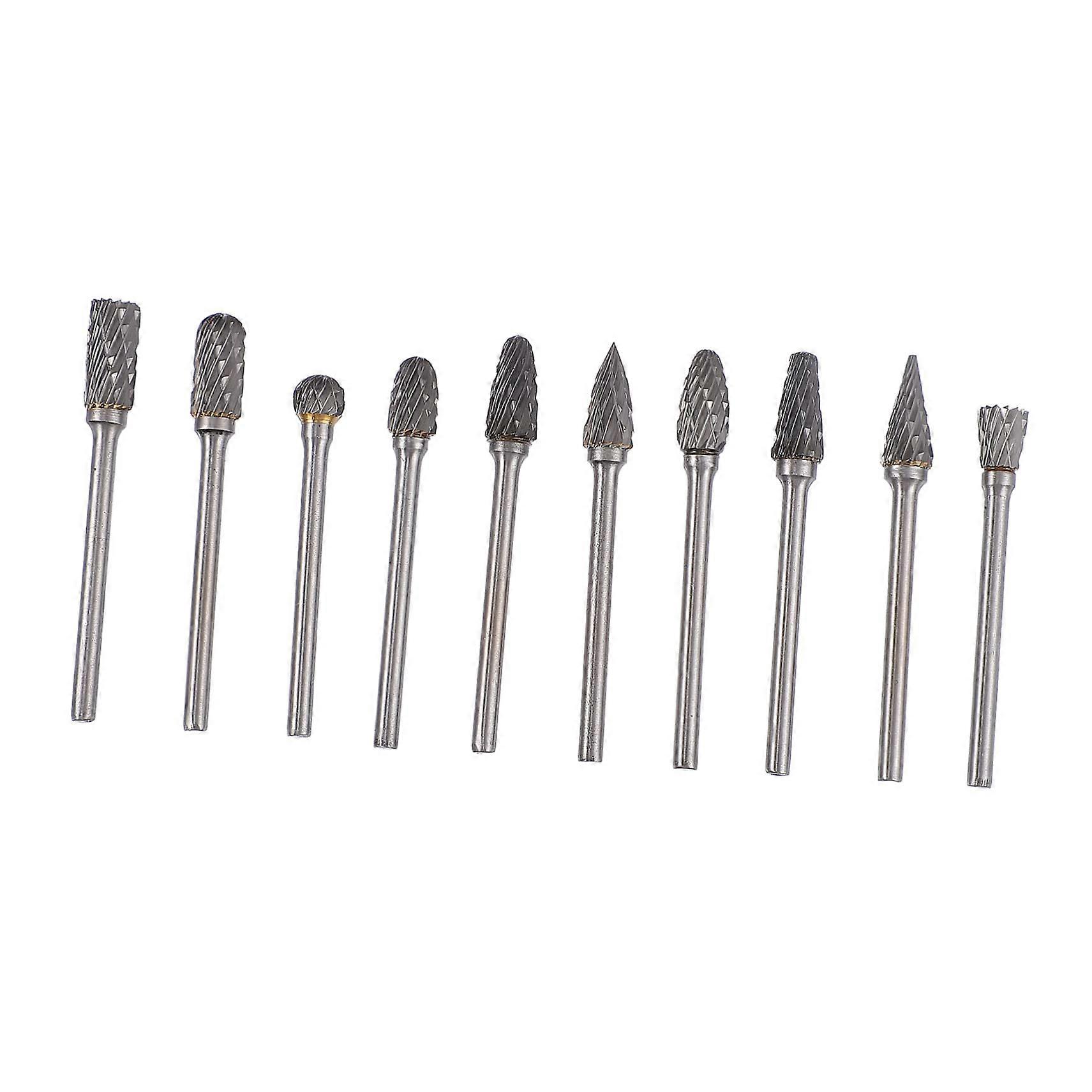 10-Piece Carbide Rotary Bits Set for Woodworking, Durable Precision Carving Tools for DIY Metalworking Projects