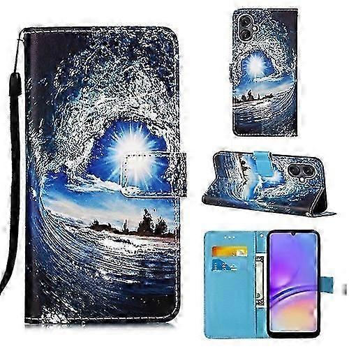 For Samsung Galaxy A05 Colored Drawing Pattern Plain Weave Leather Mobile Phone Case