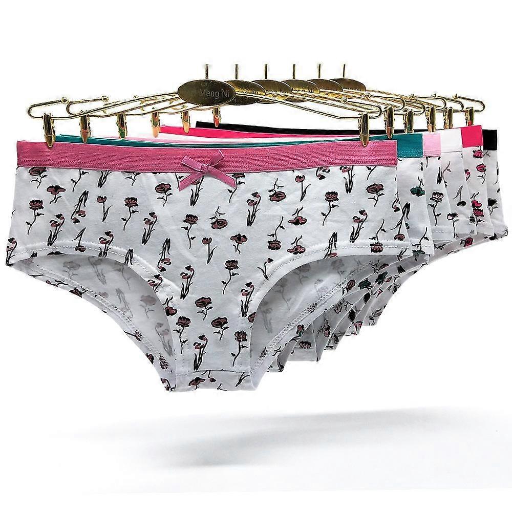 Szexi pamut bugyi nyomtatott női fehérnemű lányoknak Alacsony derekú női rövidnadrág fehérnemű 6 db / szett