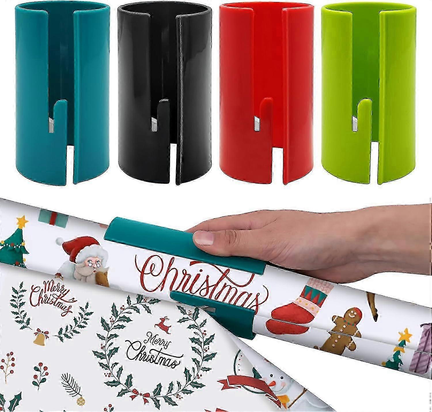 Wrapping Paper Cutter For Rolls, Pack Of 4 Sliding Gift Wrapping Paper Cutter, Portable Christmas Wrapping Paper Cutter, Roll Gift Wrap Paper Cutter F