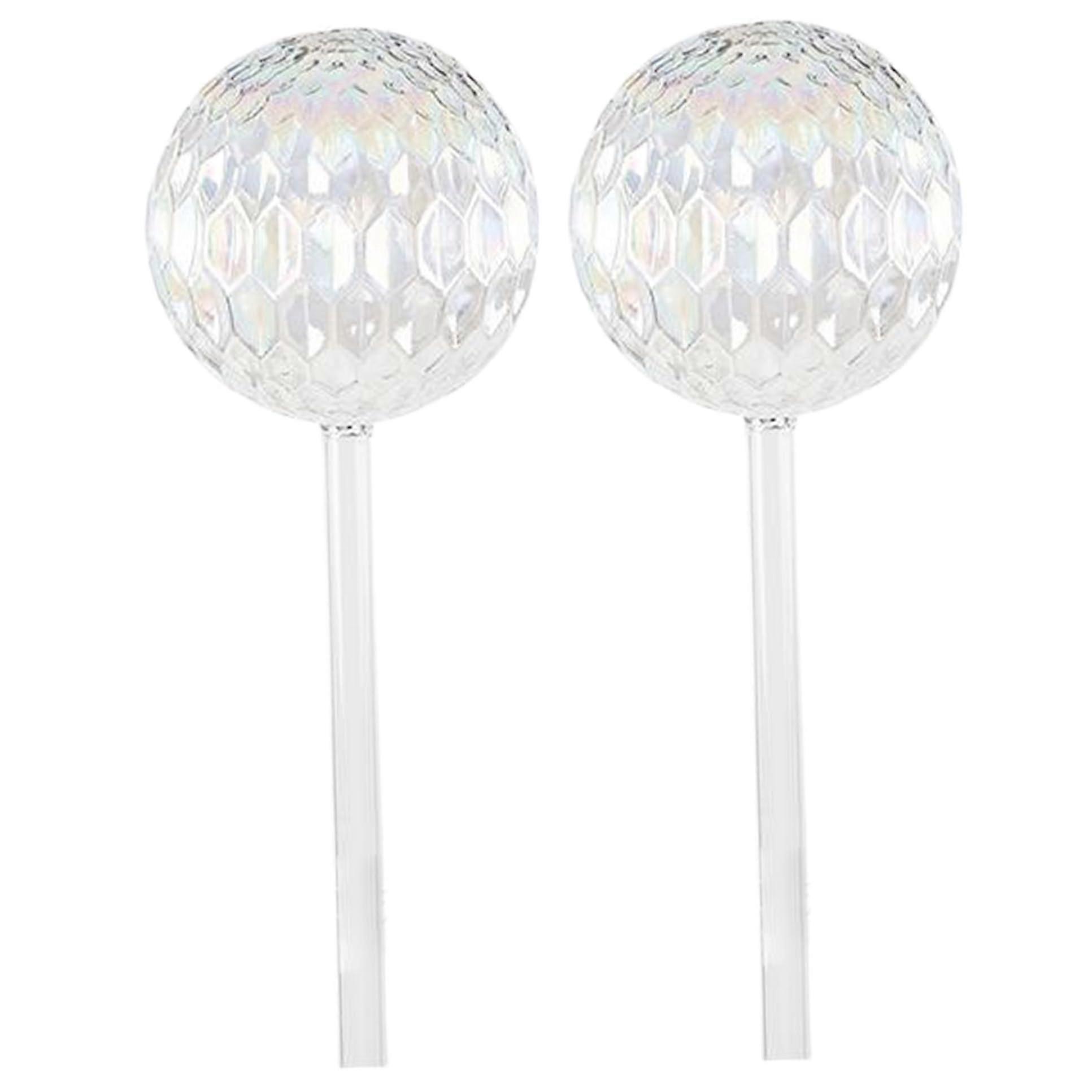 Self-Watering Planter Inserts, 2pcs Clear Glass Watering Balls, 9 Inch Colorful Indoor Plant Watering Devices