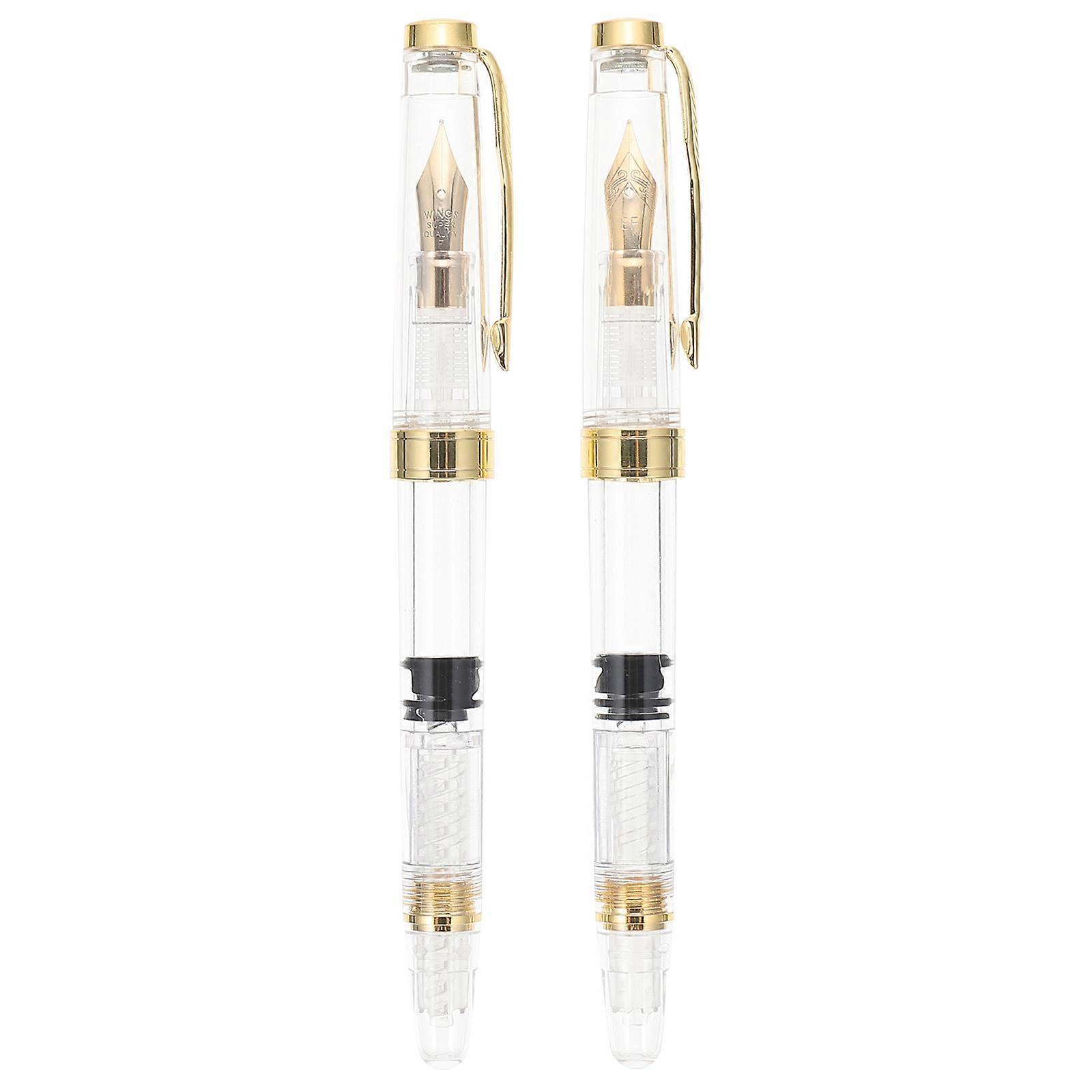Transparent Refillable Fountain Pens (2pcs) – Smooth Writing, Wear Resistant Fine Tip for Calligraphy, Journaling, Office, and Home Use