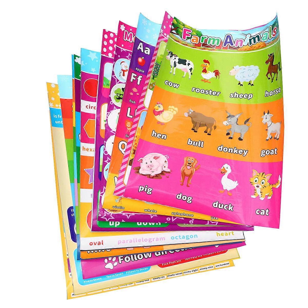Kids Learning Posters Preschool Charts Nonwovens Rectangular Nursery Home Kindergarten 14Pcs