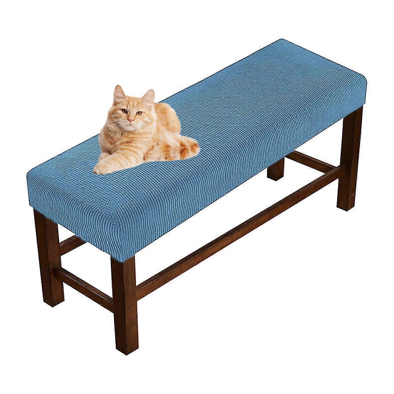Rectangular Bench Cover, Stretch Dining Bench Seat Protector, Removable Washable Dustproof Cushion Cover, Blue B 180-210cm
