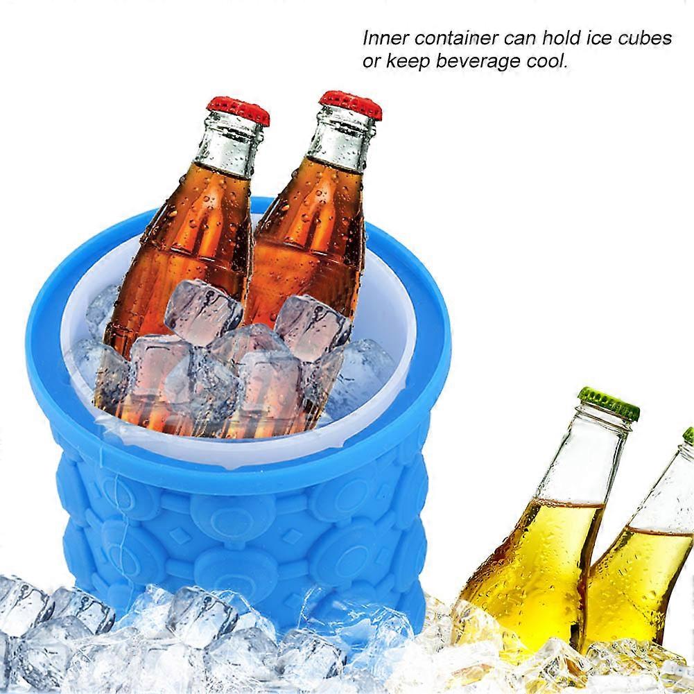 Dual use Silicone Ice Cube Bucket Maker Mould Tray Cubes Container Kitchen Tool Space Saving