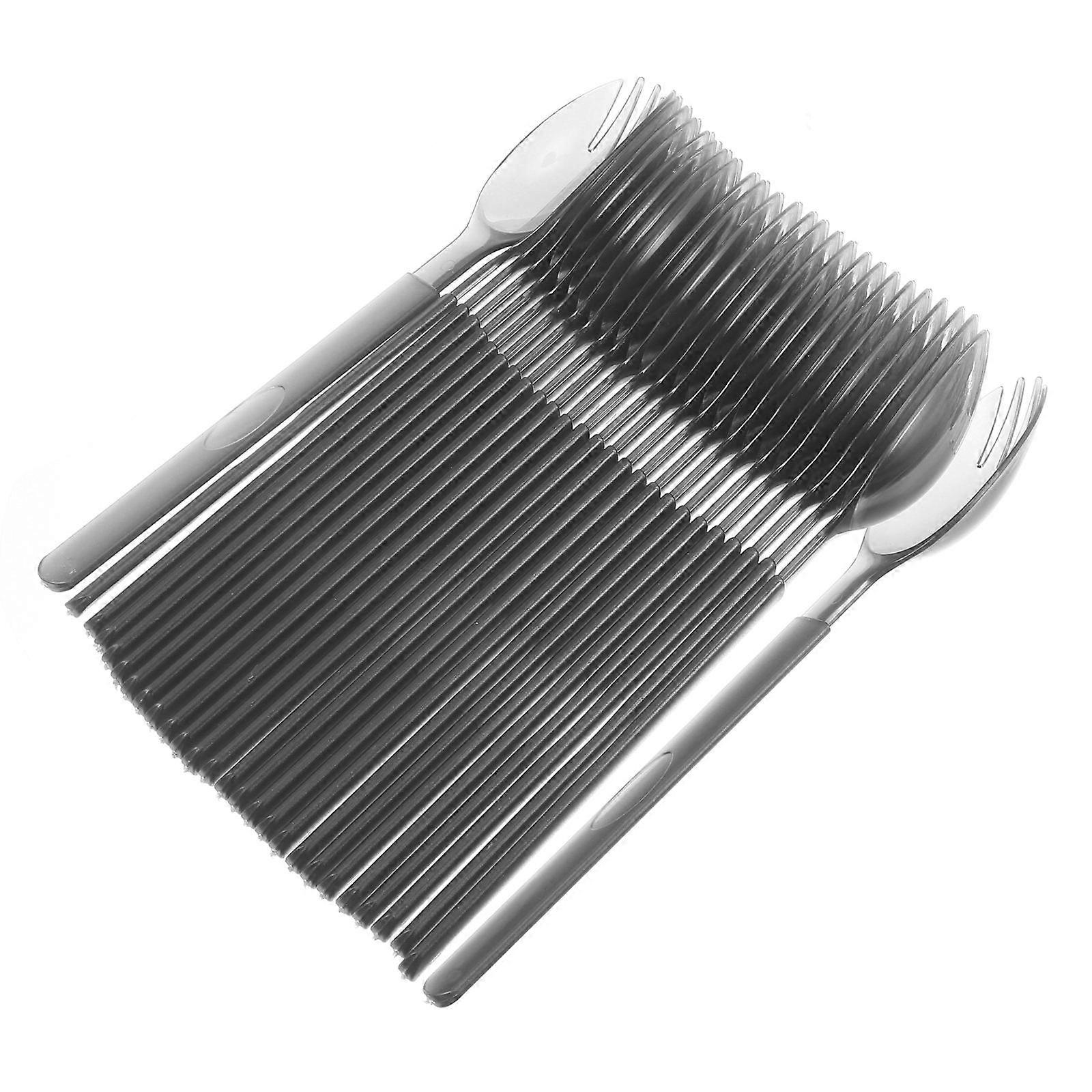 Tableware Spoons Plastic Spork For Barbecue Grey 100Pack