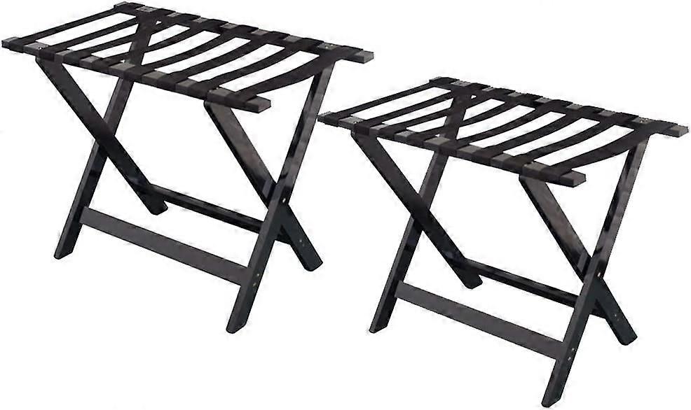 Luggage Rack Folding Stand Floorstanding Nylon Solid Wood 80x45x60cm Black
