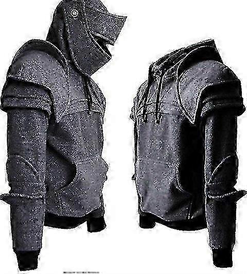 Halloween Sweatshirt Male Knight Hooded Elbow Pads Drawstring Facemask Pullover Cos Costume
