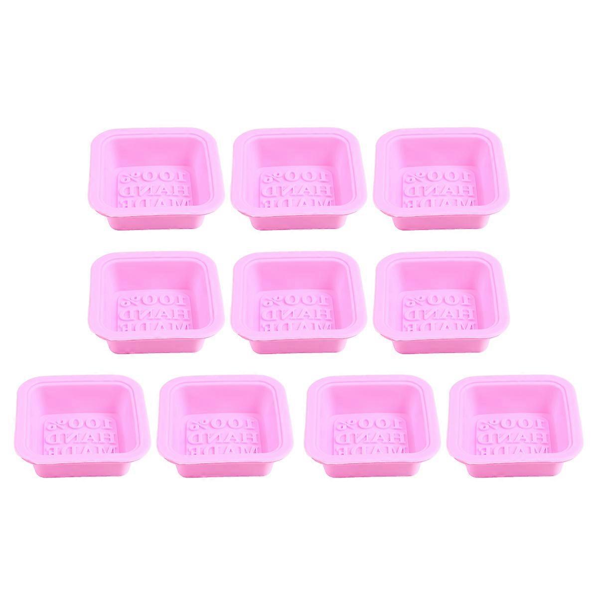 Flexible Silicone Mold Microwave Safe Soap Making Supplies Diy Tools Rectangular Pink 10Pcs