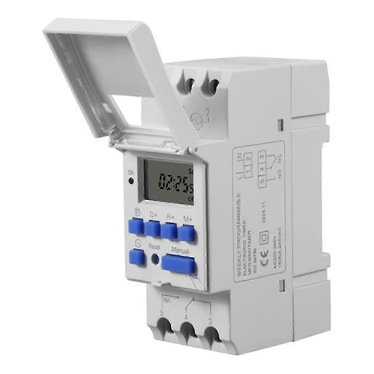 SINOTIMER Electronic Timer, TM615-2 Timer Switch 7 Days 24 Hours Programmable LCD Time Relay-220V--