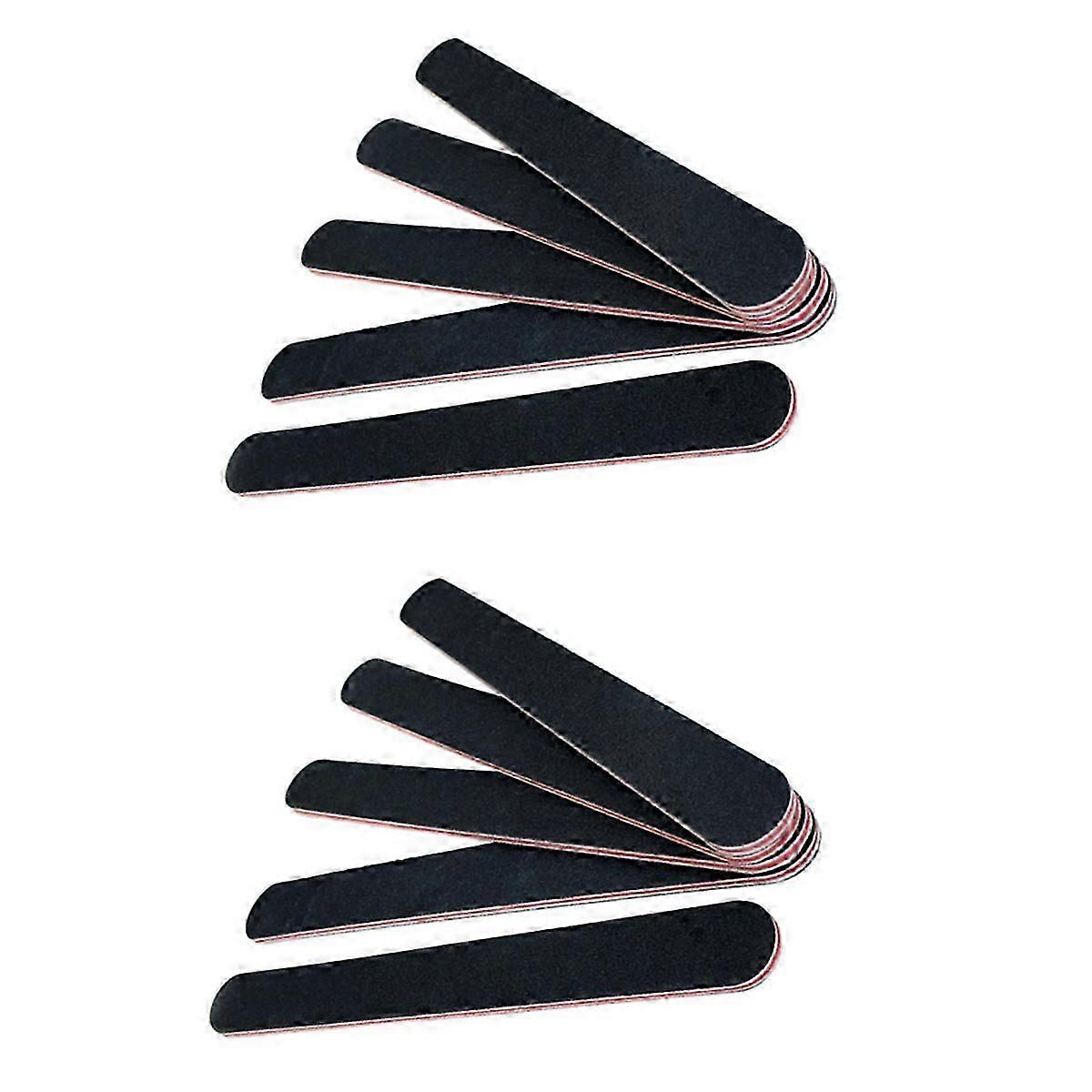 10PCS Mini Black Double-Sided Nail File with Sandpaper Strips for Nail Buffing and Smoothing