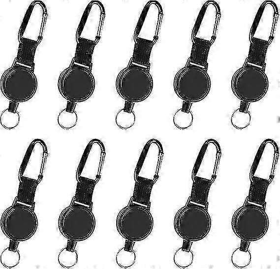 Heavy Duty Retractable Key Chain Key(10pcs, Black)