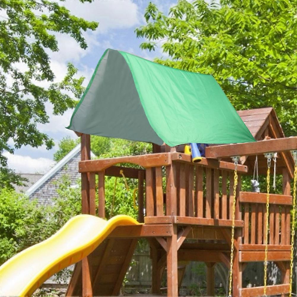 Outdoor Swing Canopy Playground Roof Canopy Waterproof Cover Replacement Tarp Sunshade(Green)