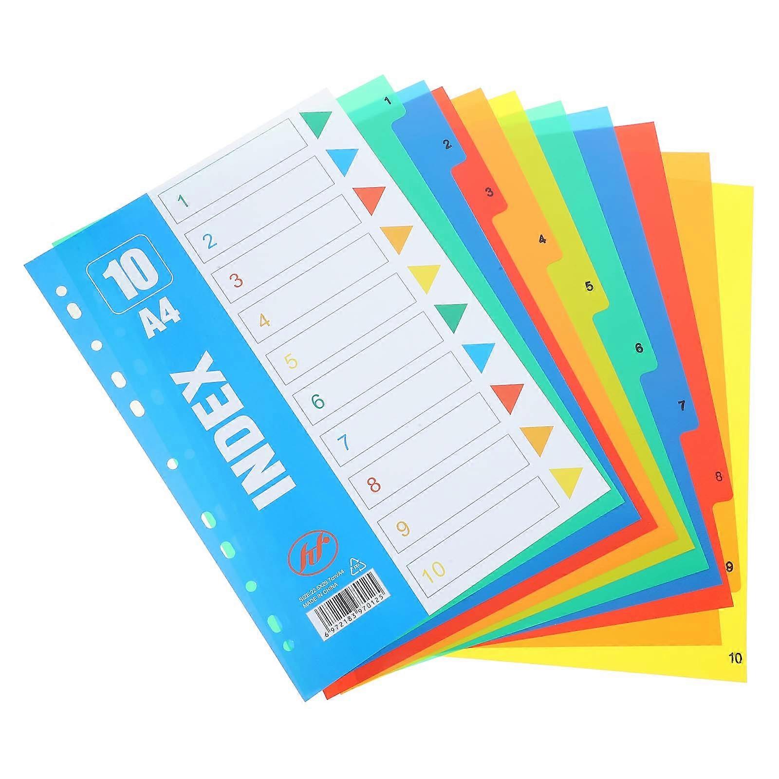 A4 File Dividers Number 1-10 for Classification 1Set Notebook Tab Dividers