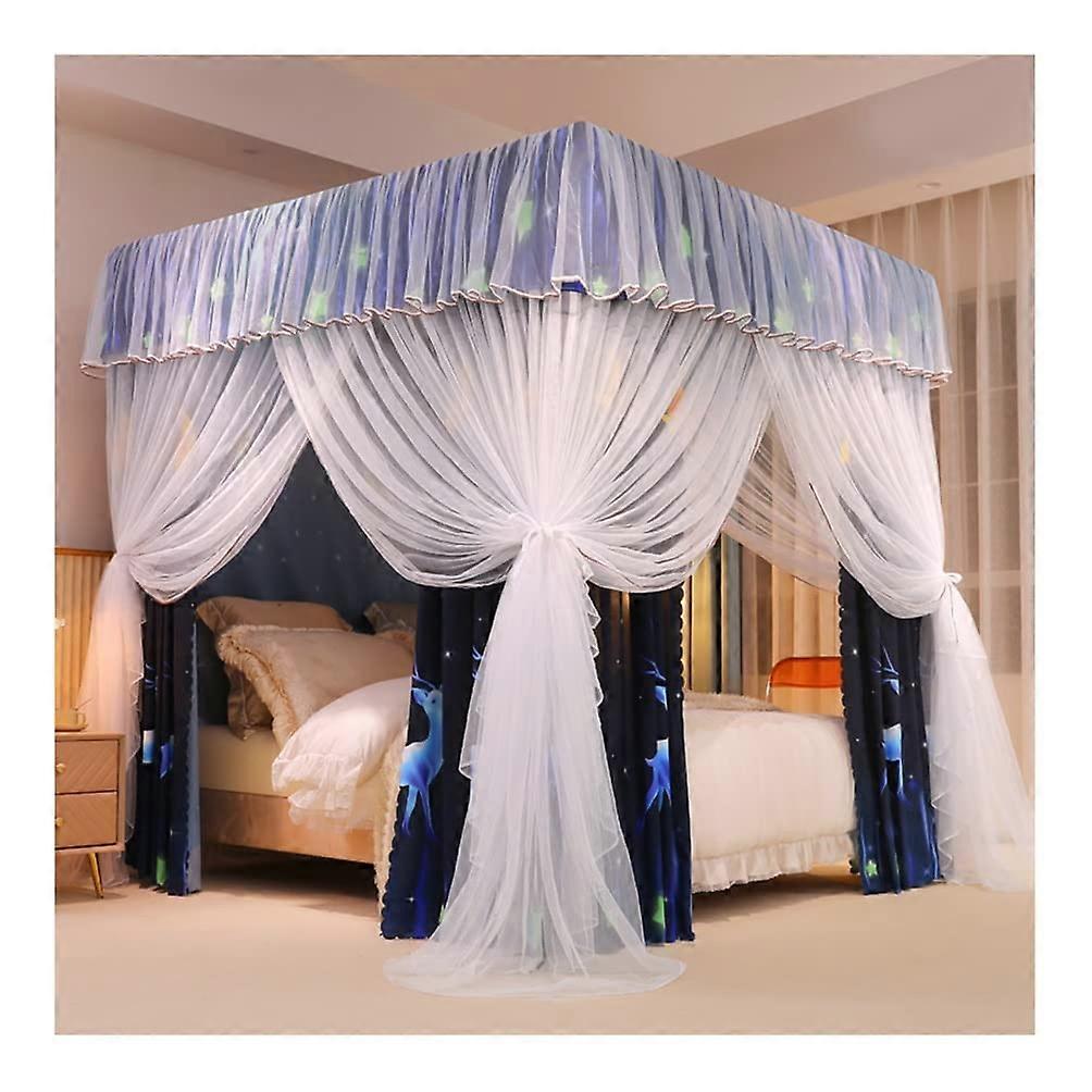 Canopy for Twin King, Easy Installation Four Seasons Dustproof Blackout Bed Curtain Mosquito Net (180x200 cm)