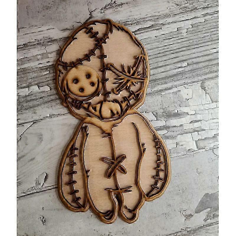 دمية الفودو علامة خشبية دمية الفودو لوح خشبي لوحة روحية زخرفة الهالوين