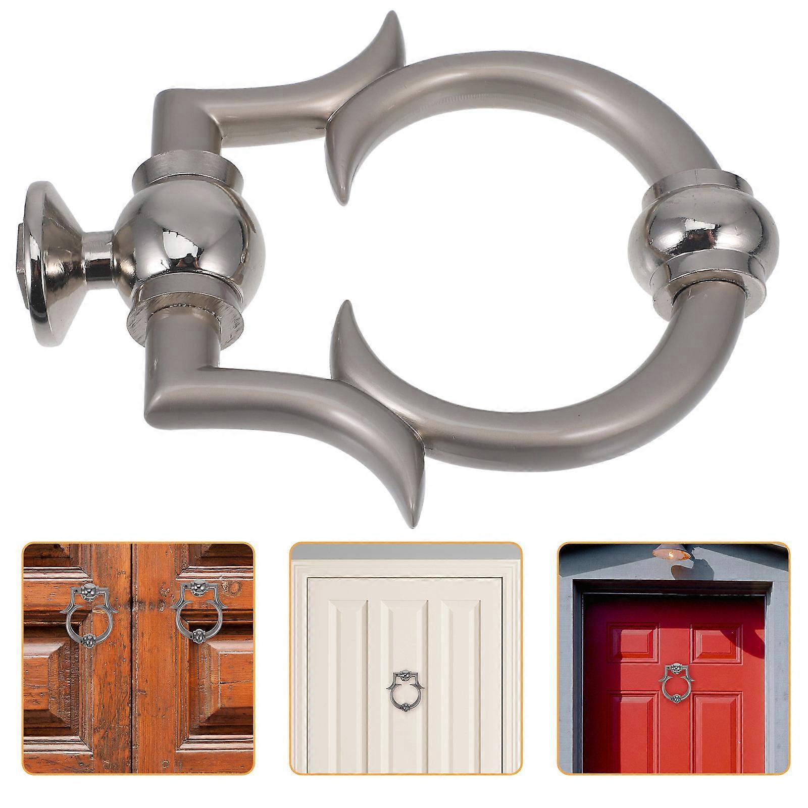 European Style Security Door Knocker Sand Silver Finish Ergonomic Curved Design Widened Smooth Base Durable Easy Installation Front Door Hardware For