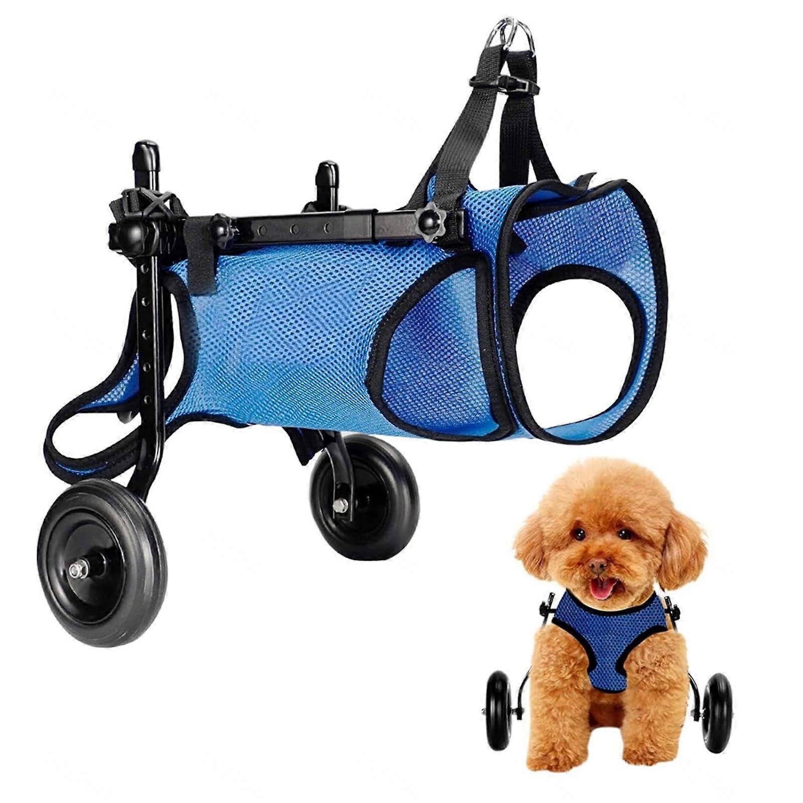 Dog Wheelchair for Small Dogs, Adjustable Pet Walker with Leg and Hip Supports, Lightweight Dog Pram for Mobility Aid