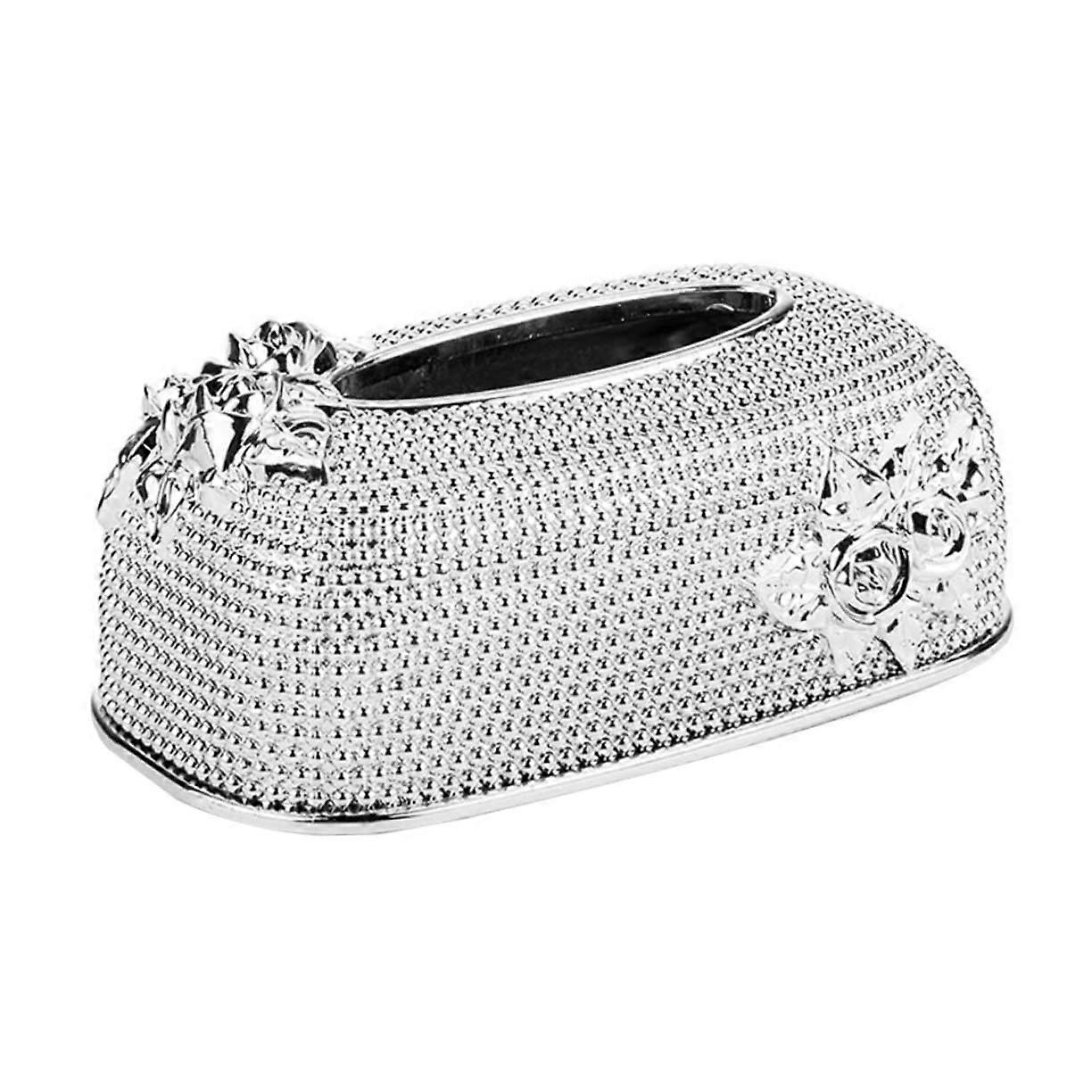 Compact tissue box, decorative napkin holder, home office hotel decor, silver