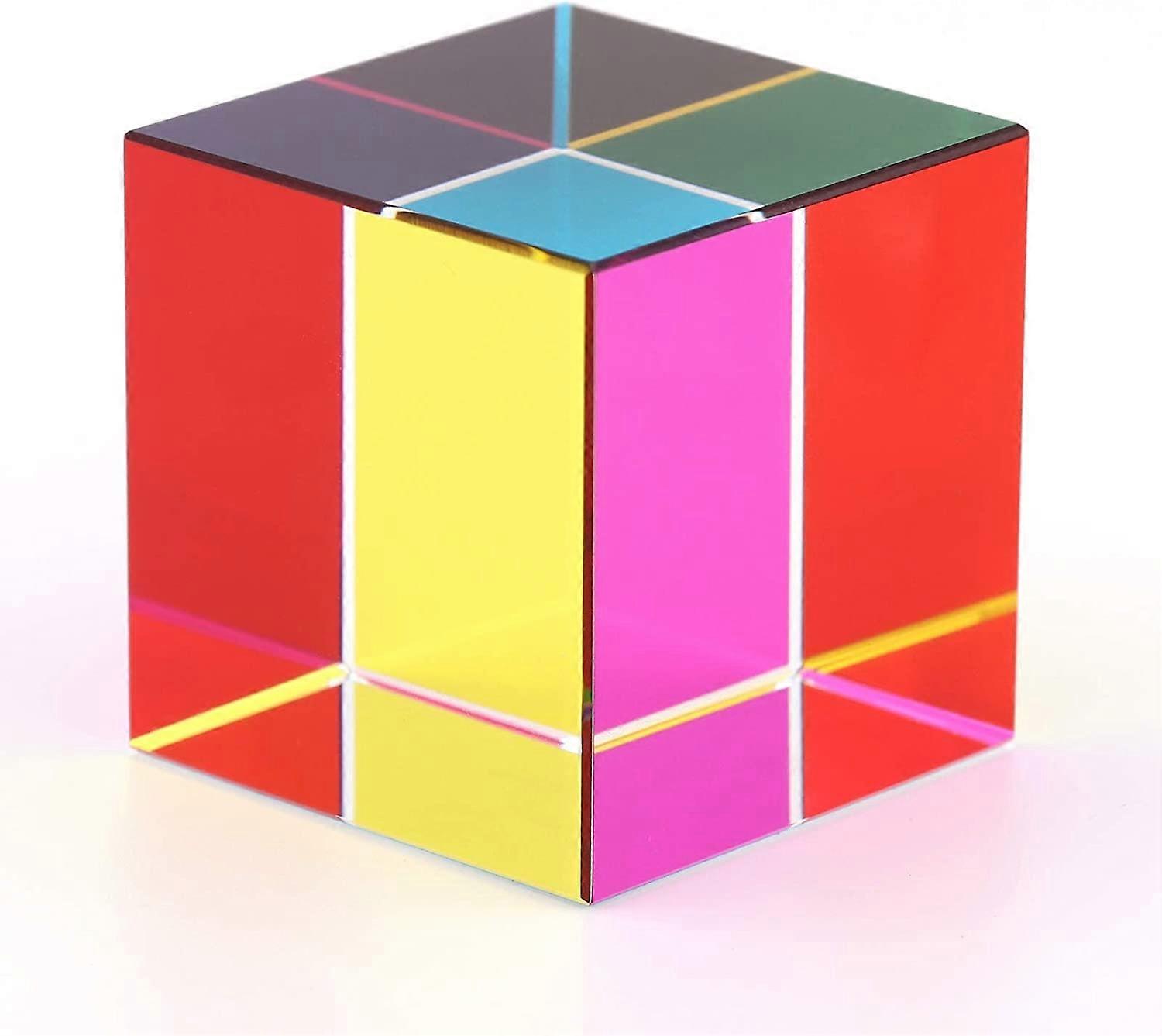 CMY Colour Cube, CMY Mix Colour Cube, Crystal Glass Prism (50 mm)