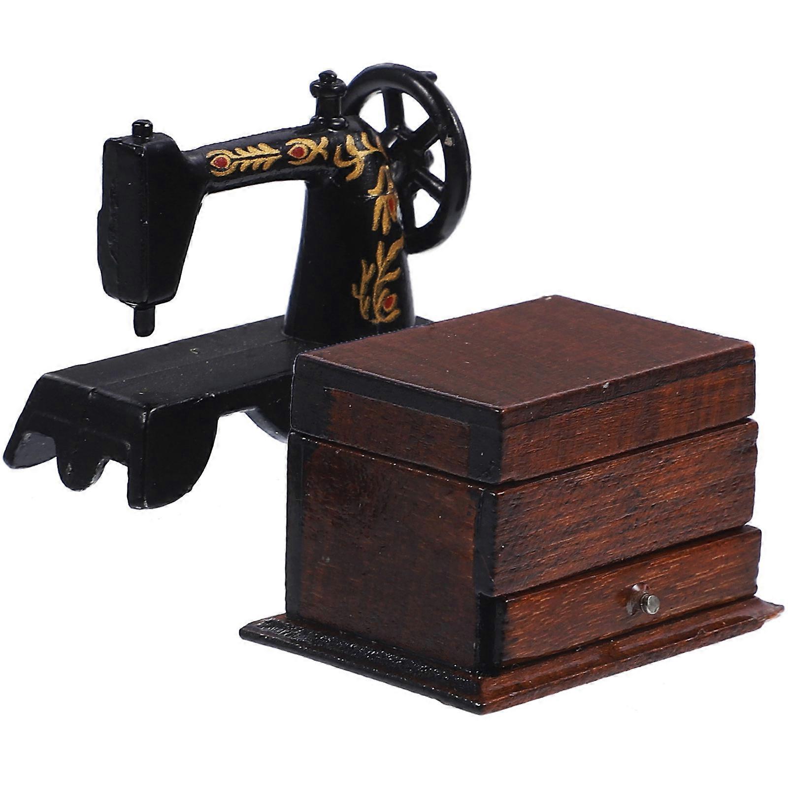 Mini House Accessories Miniature Sewing Machine Model Decorative Manual 1Set