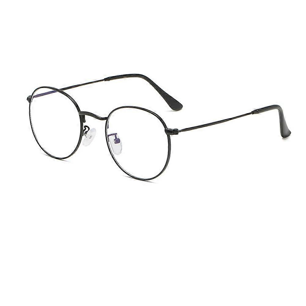 Blaulichtfilterbrille Klassische Runde Metallrahmen Unisex Anti-Blaulicht Gaming Brille A1 Schwarz Ohne Sehstärke