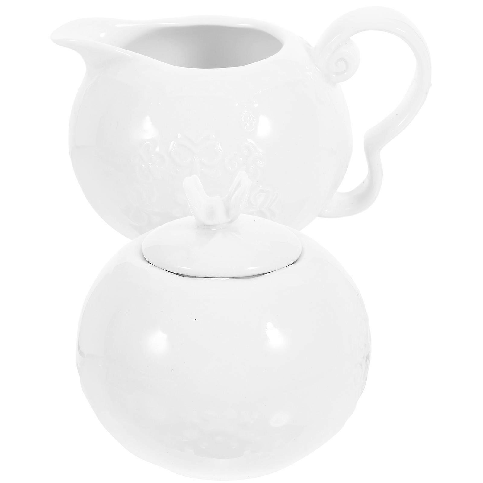 récipient à café en céramique tasse à lait pot de sucre design simple et élégant forme rétro 1Set
