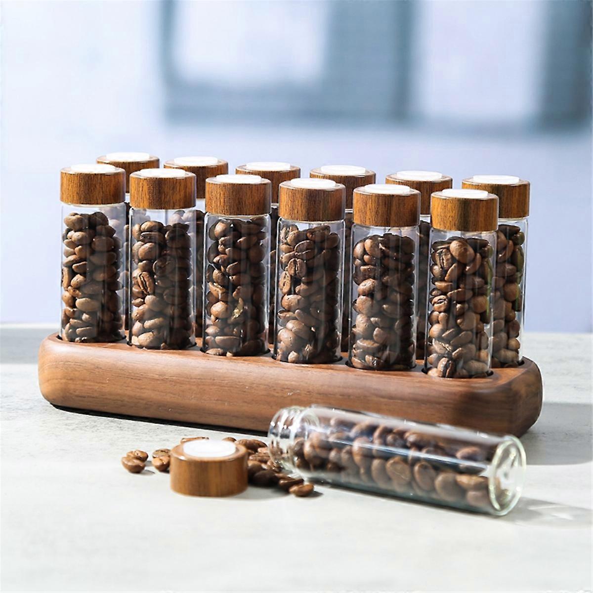 Stand for 12 Test Tubes Single-Dose Coffee Bean Glass Container