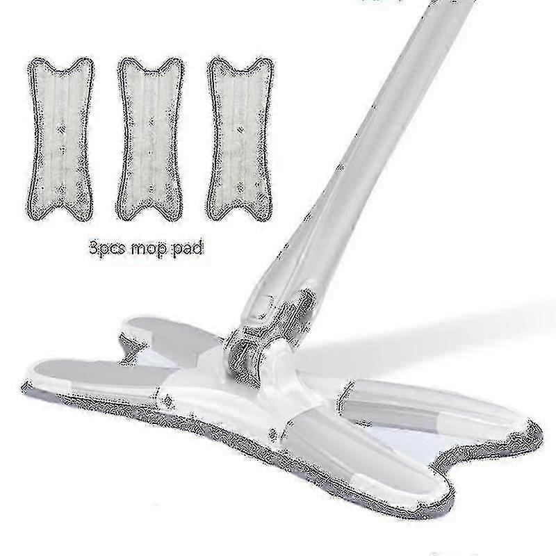 360° Flat Mop with 3 Replaceable Heads - Household Cleaning Tool