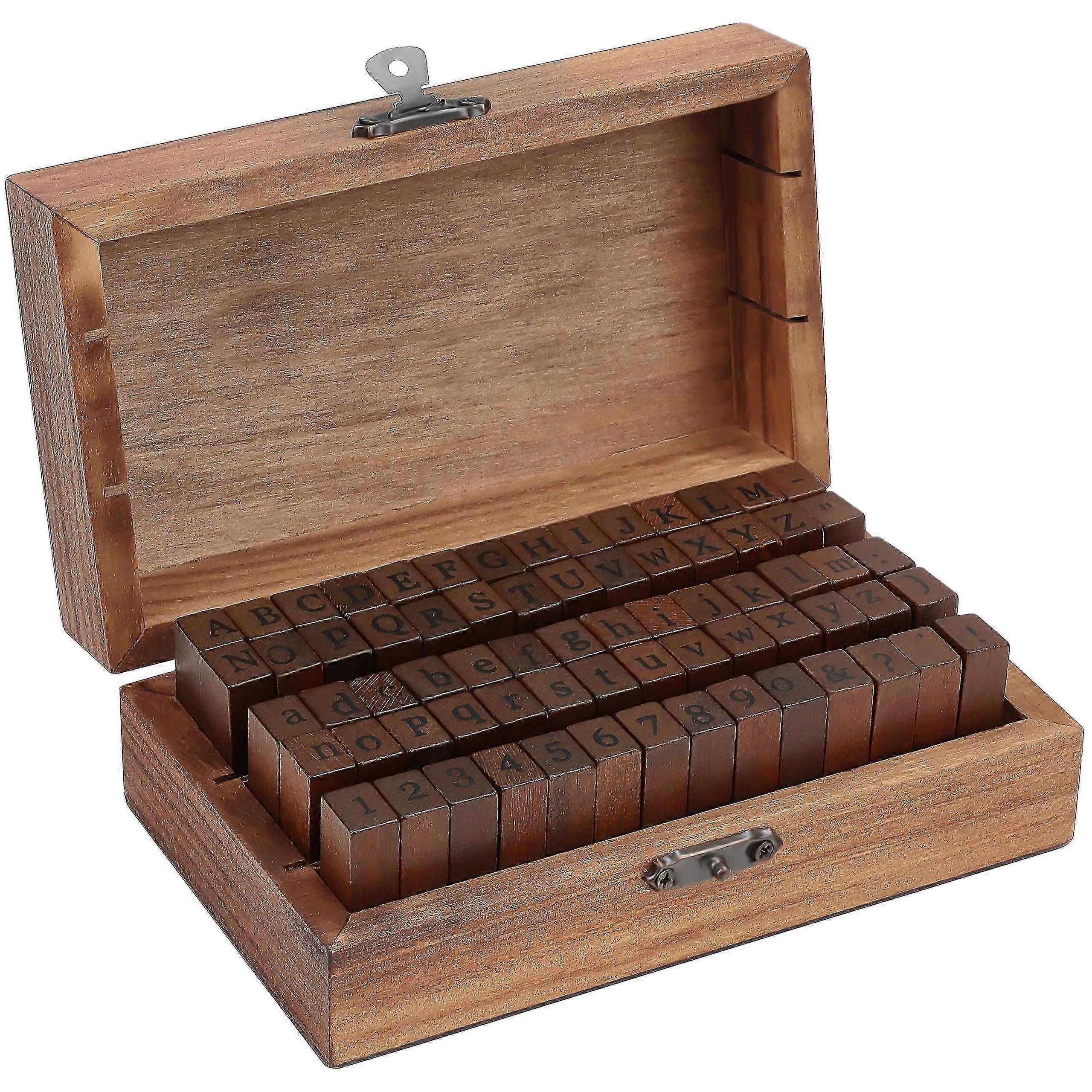 ختم الحروف الأبجدية مع الأرقام والرموز (70 قطعة) - ختم الخشب