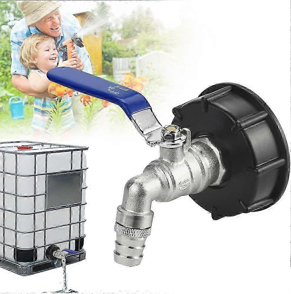 S60x6 IBC Drain Tank Adapter with 3/4'' Tap Valve - Water Tank Faucet Connector for IBC Tanks & Drainage Solutions
